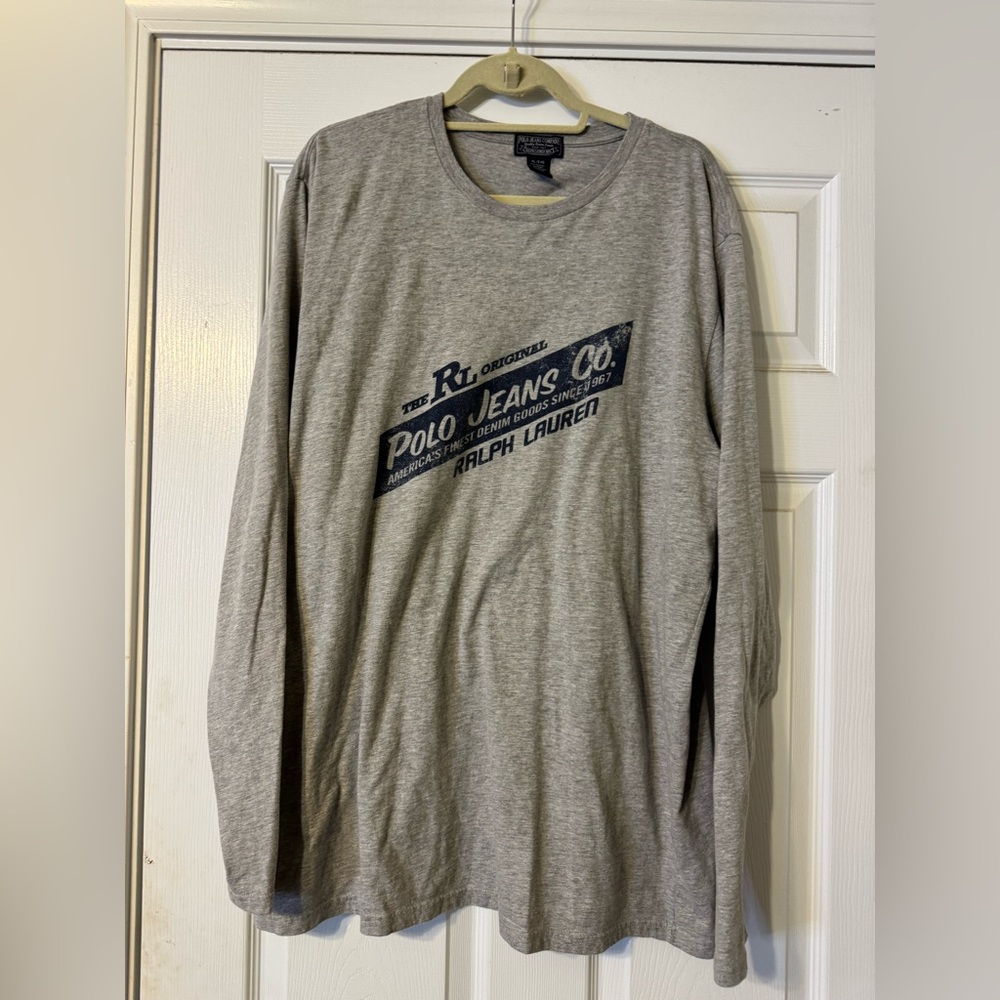 Polo Jeans Company Ralph Lauren Gray Long Sleeve Graphic Tee Men’s XL
